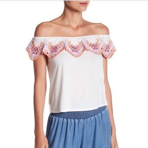 Banjara Embroidered Off the Shoulder Top MSRP $58